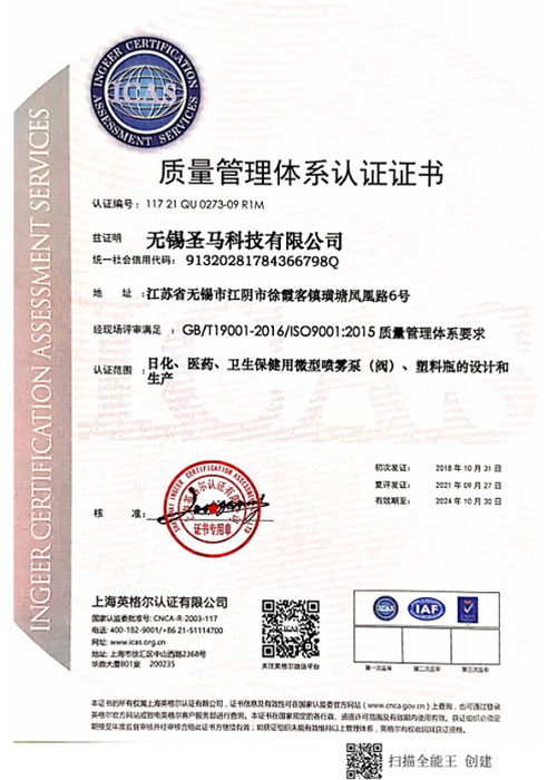 Quality Management System Certificate